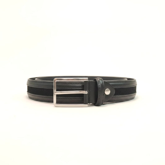 Elegant printed suede men's belt - Black