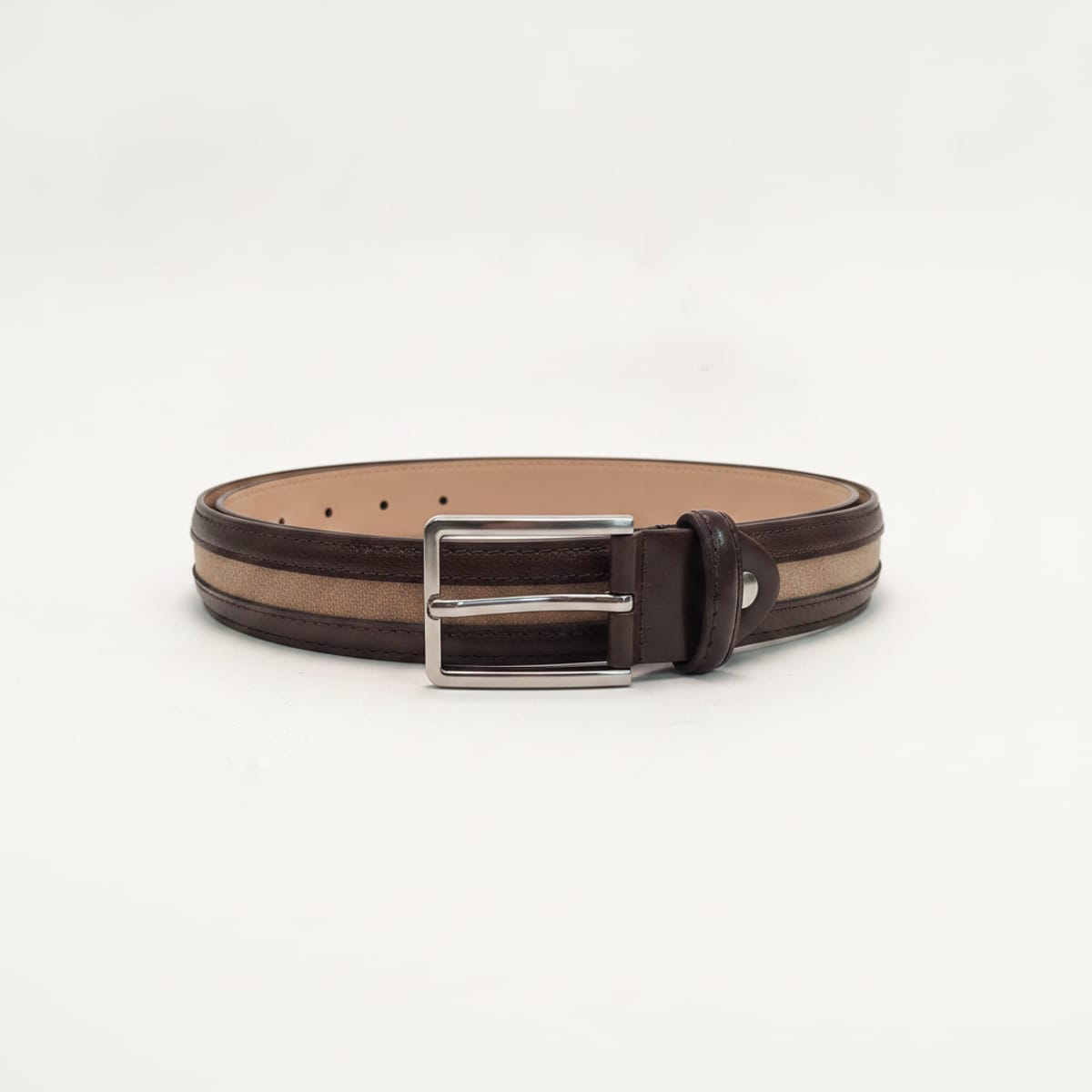 Elegant printed suede men's belt - Beige