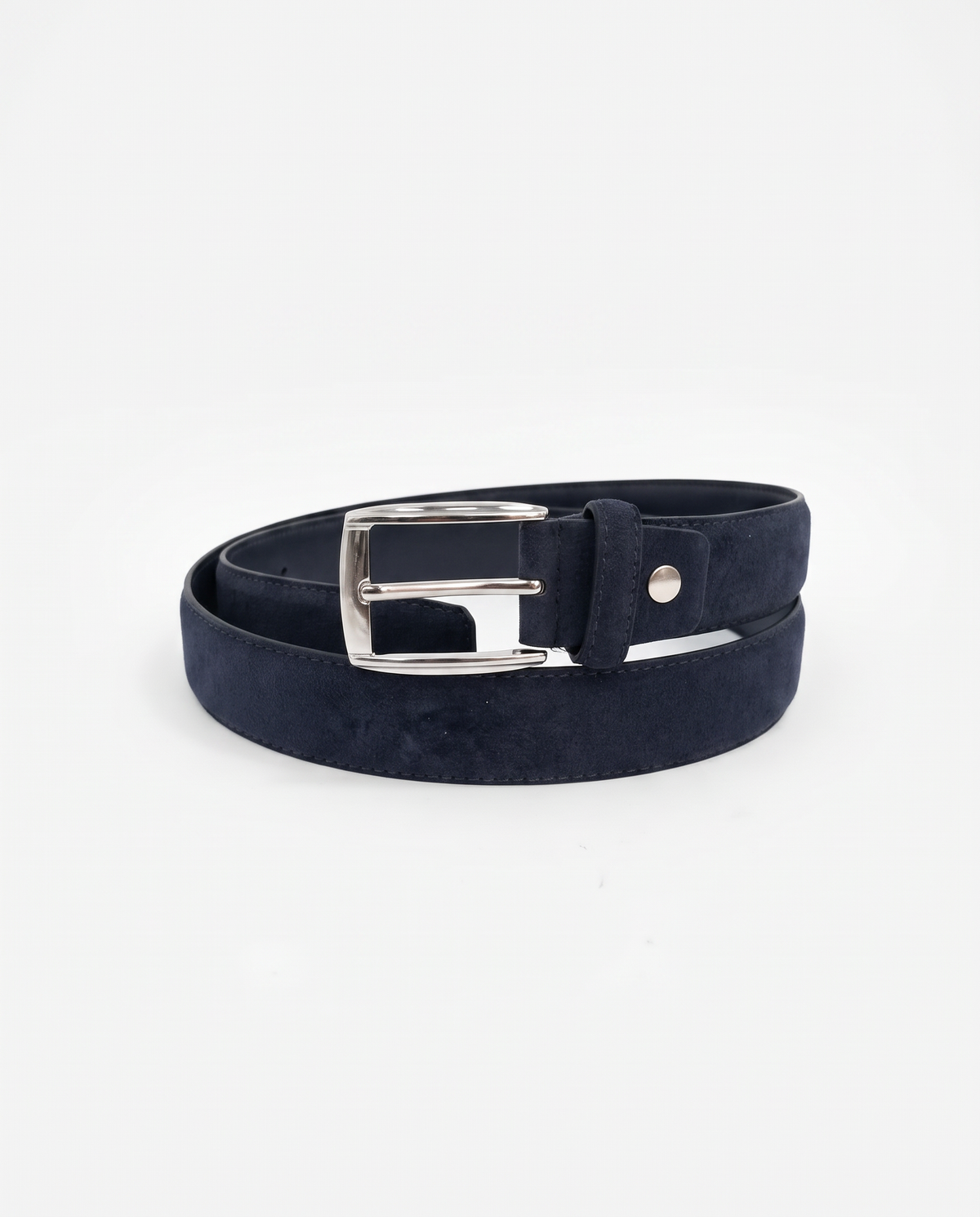 Cintura uomo suede fibbia doppia 3,5 cm - Blu