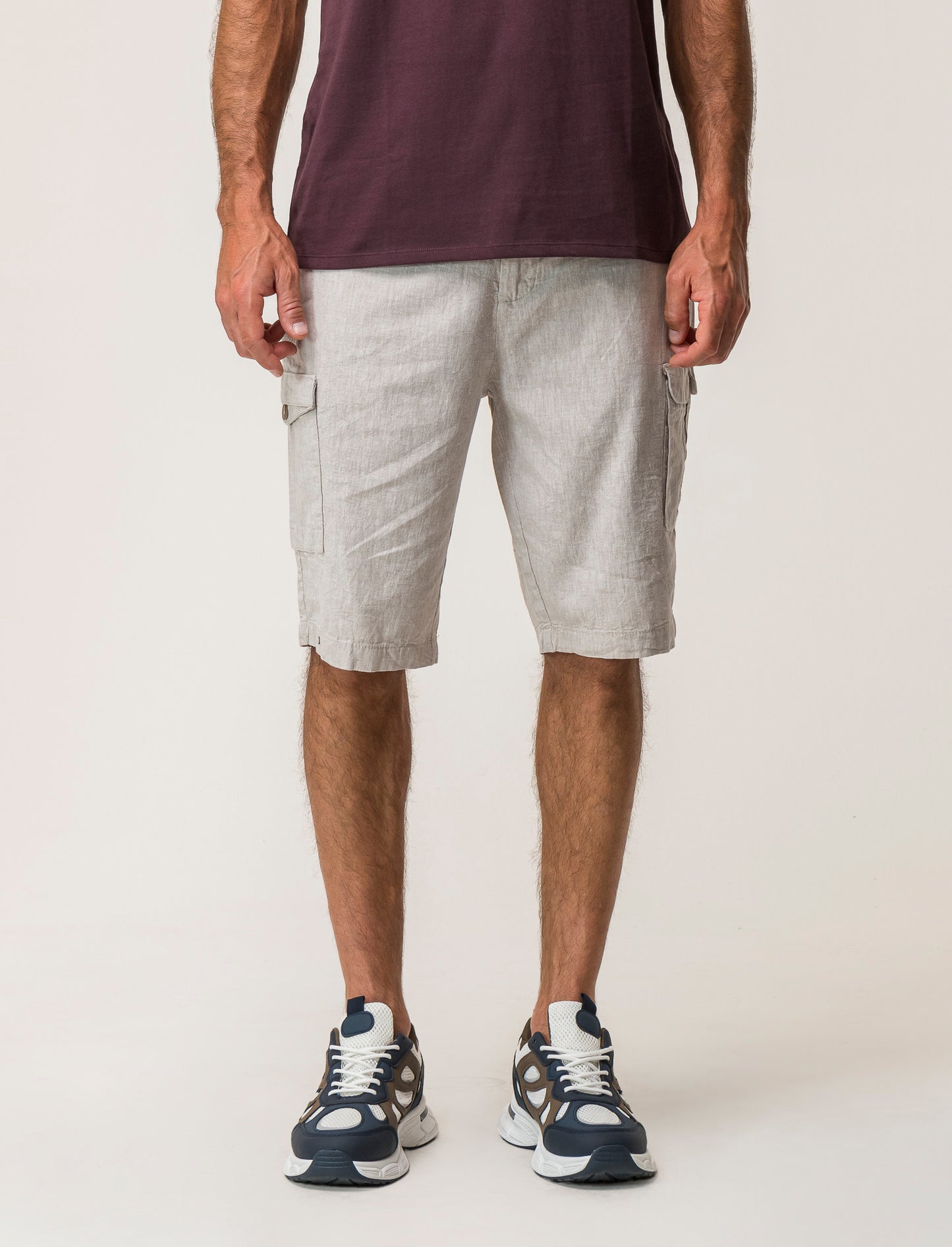 Bermuda chino cargo linen blend - Beige