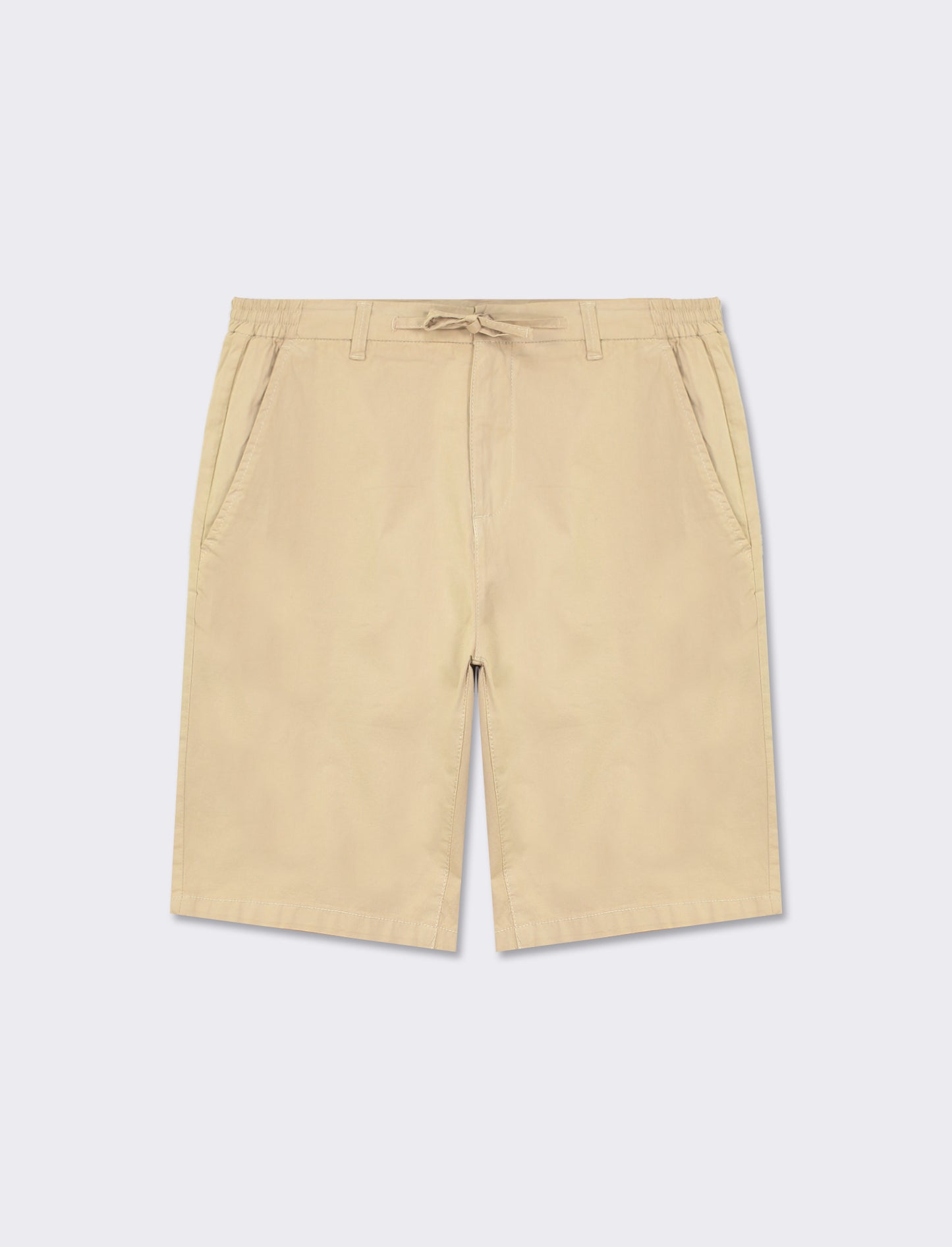 Regular Fit Chino Bermuda Shorts with Stretch Cotton Fabric - Beige