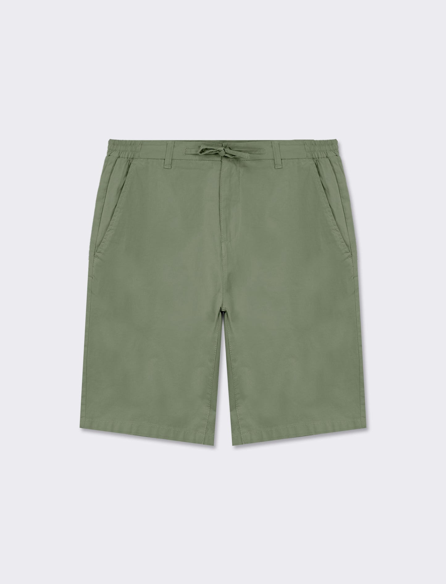 Regular Fit Chino Bermuda Shorts with Stretch Cotton Fabric - Green