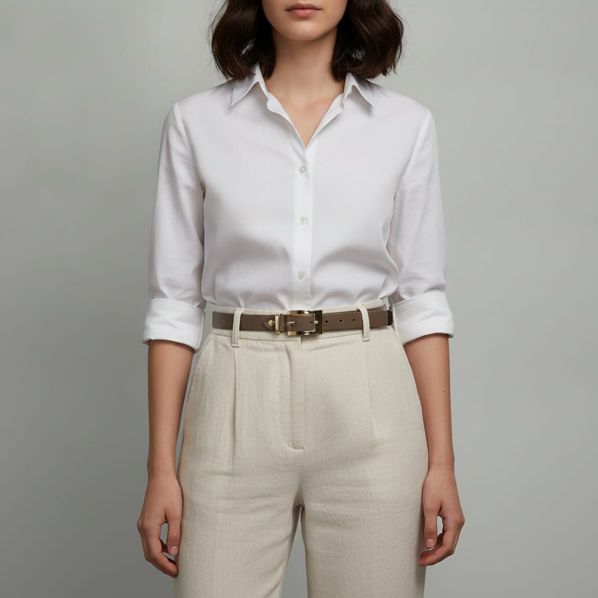 Basic belt with metal tip - Grey