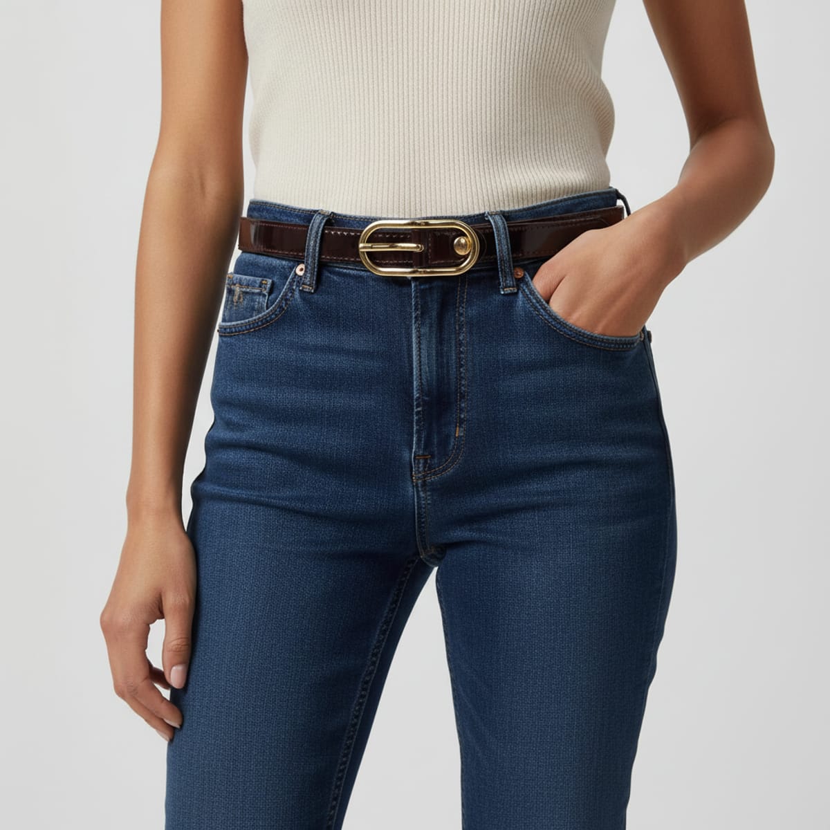 Thin patent belt h 2 cm - Red