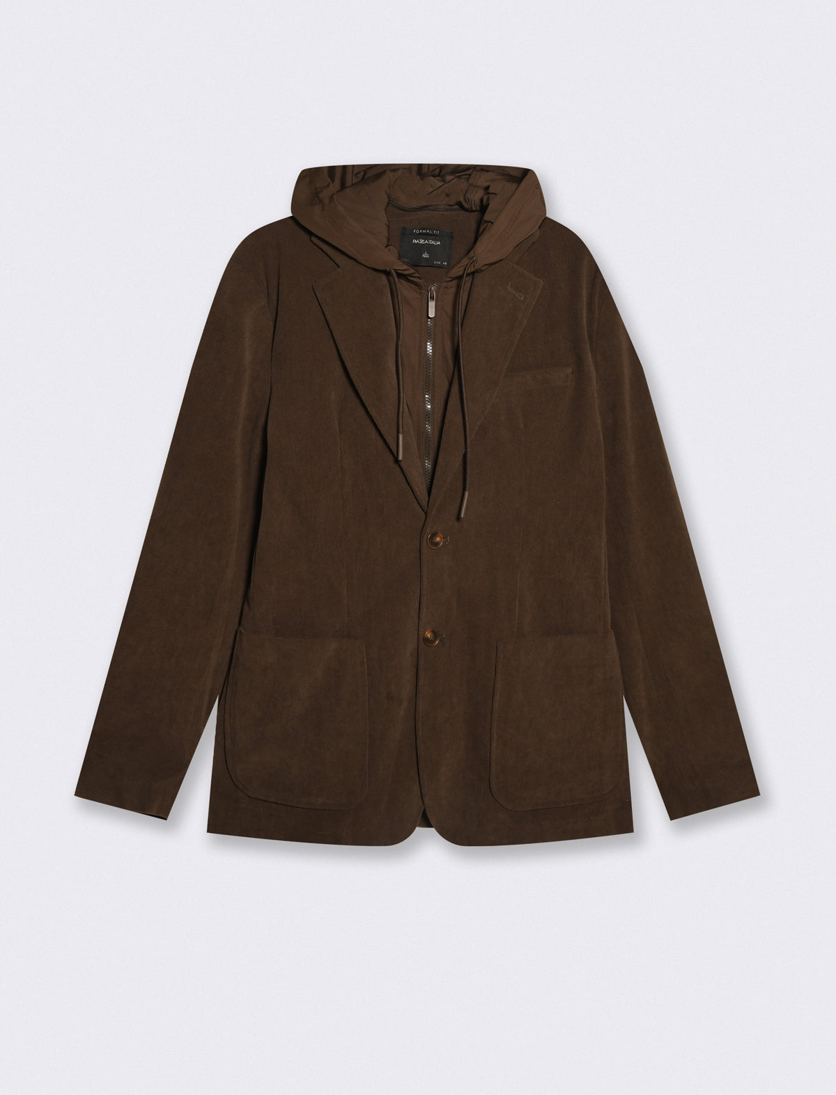 Men's Velvet Blazer with Adjustable Hood - Green