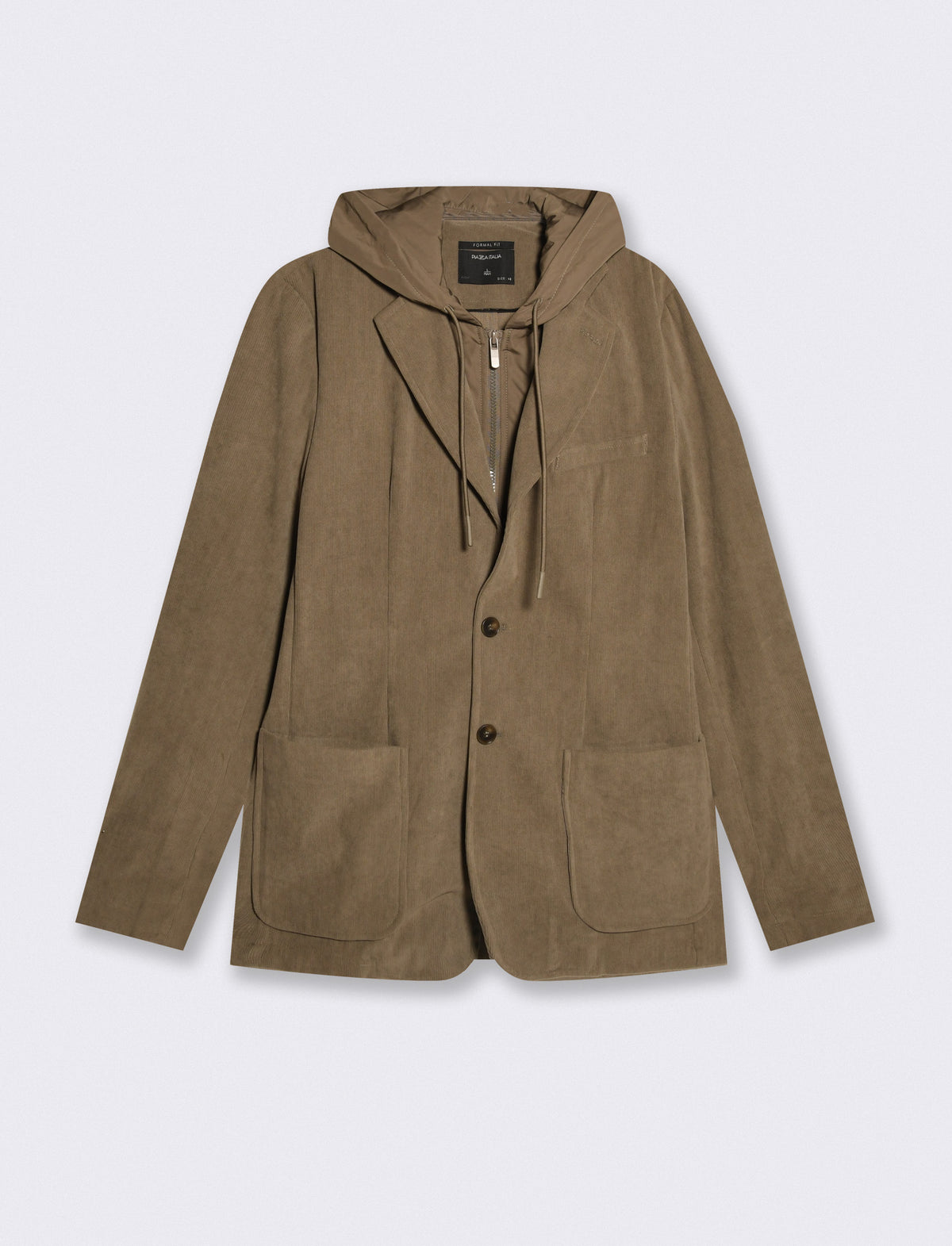 Blazer in velluto uomo con cappuccio regolabile - Moro