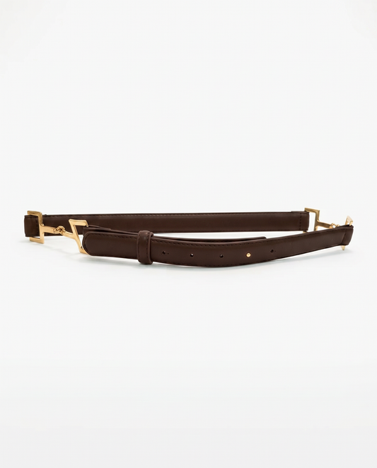 Cintura doppio ganci h 2 cm - Marrone
