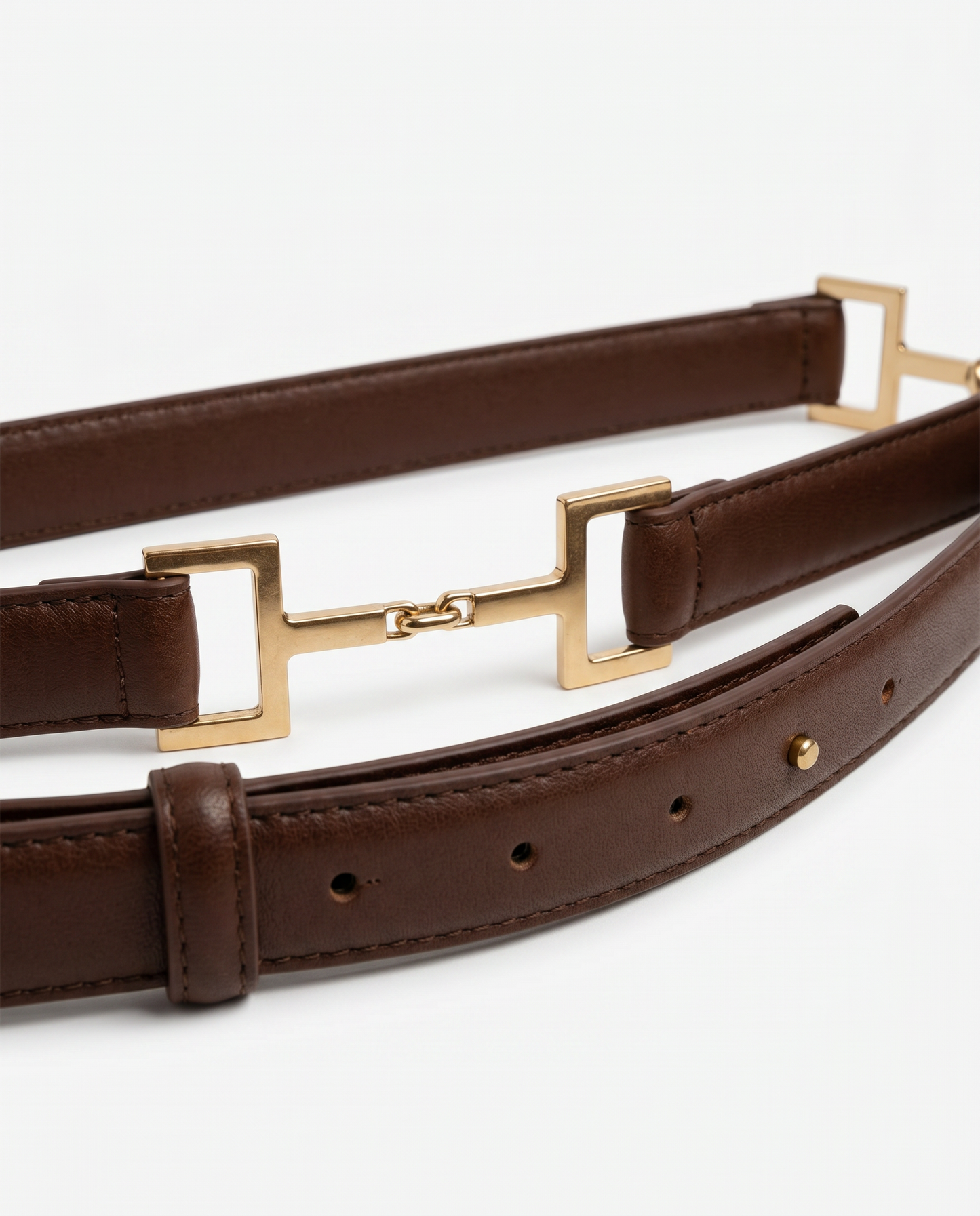 Cintura doppio ganci h 2 cm - Marrone