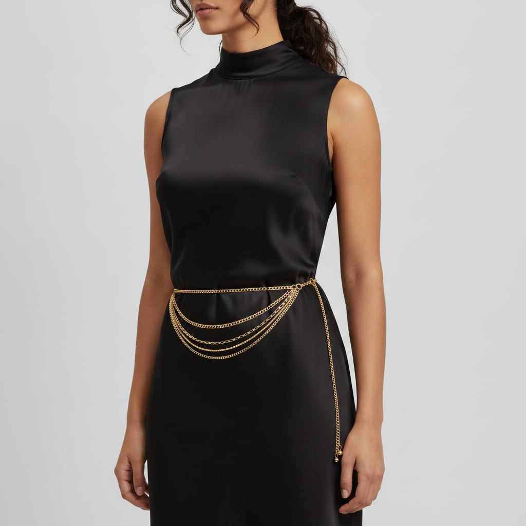 Metal belt with multi chains - Gold