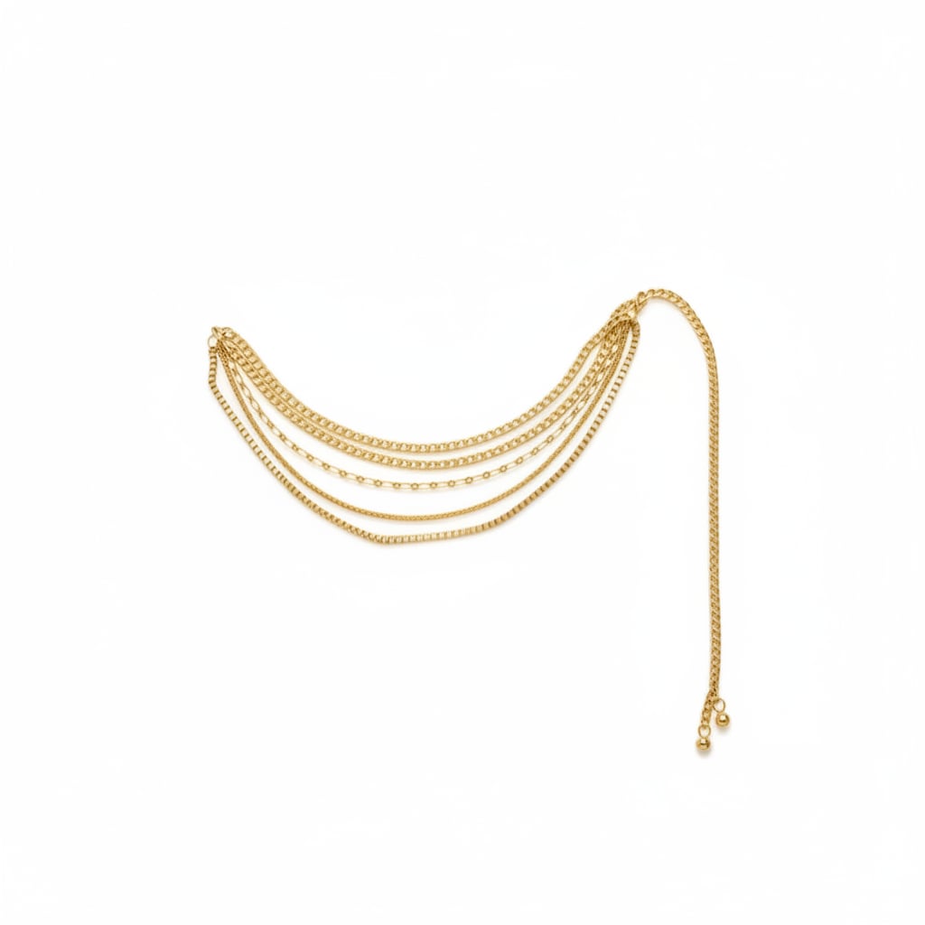 Metal belt with multi chains - Gold