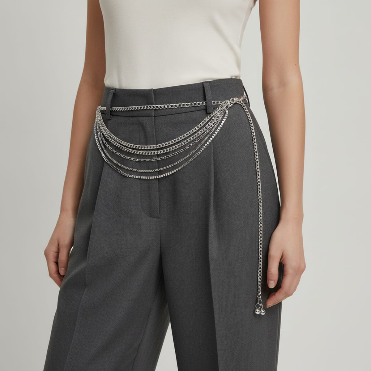 Metal belt with multi chains - Silver