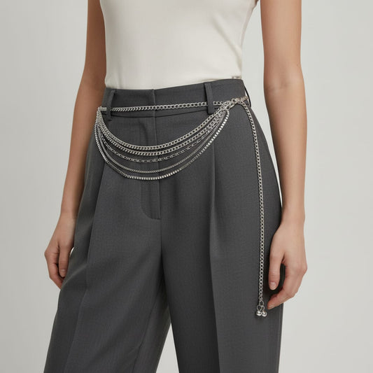 Metal belt with multi chains - Silver