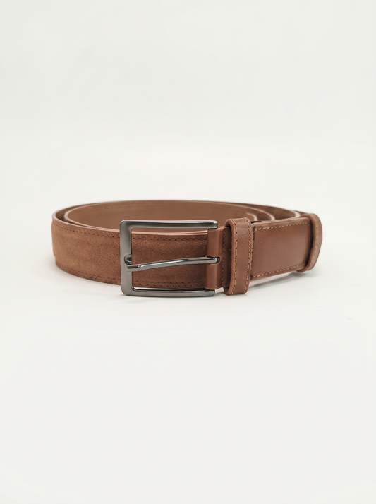 Cintura uomo cuciture in tinta suede - Beige