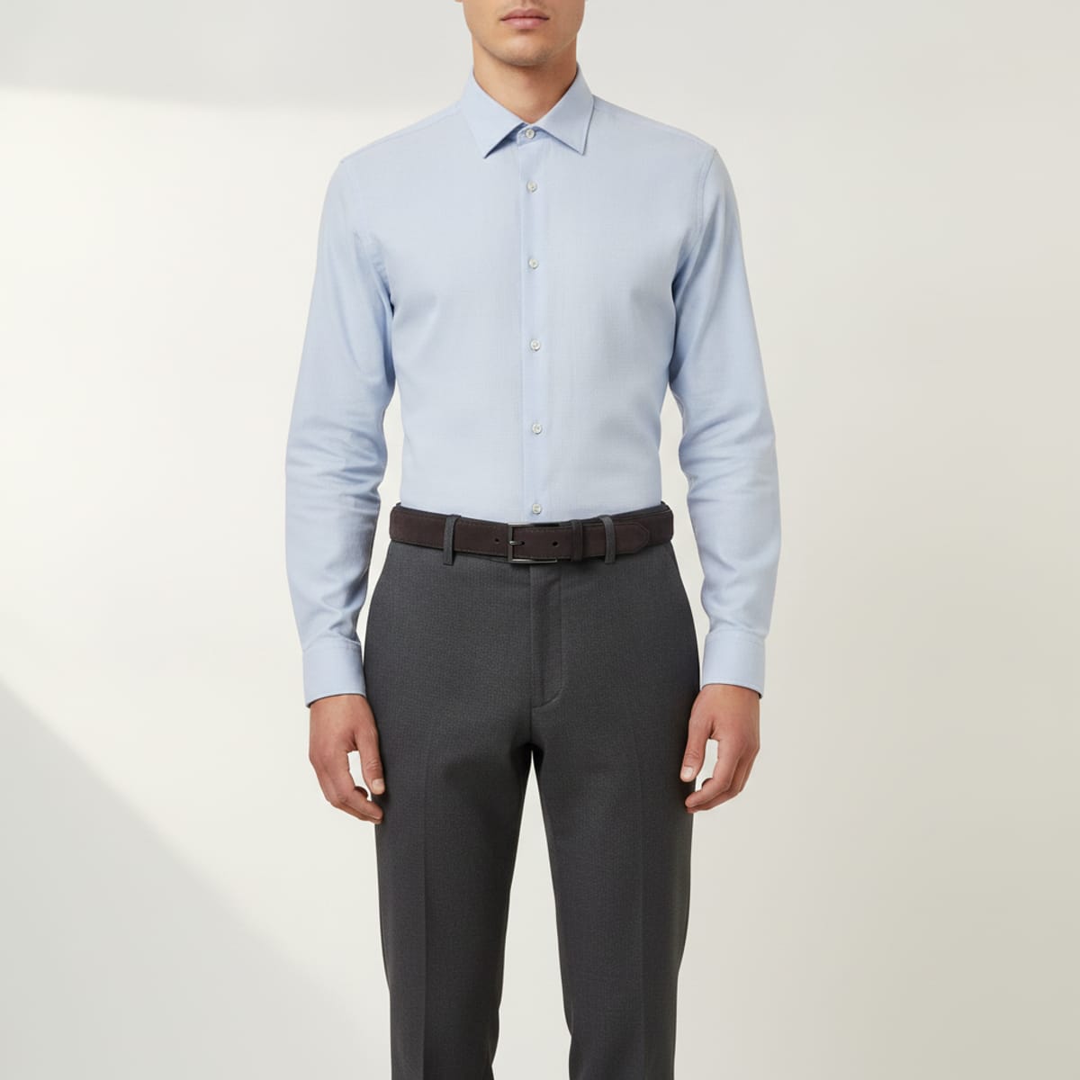 Cintura uomo cuciture in tinta suede - Grigio scuro
