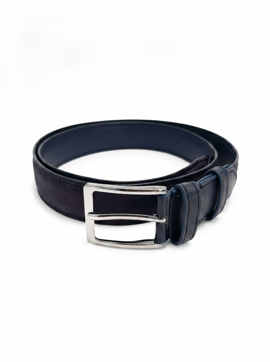 Cintura uomo cuciture in tinta suede - Blu