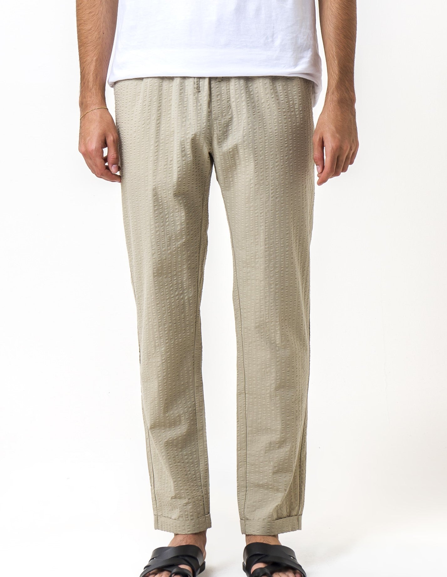 Pantaloni jogger in seersucker - Beige