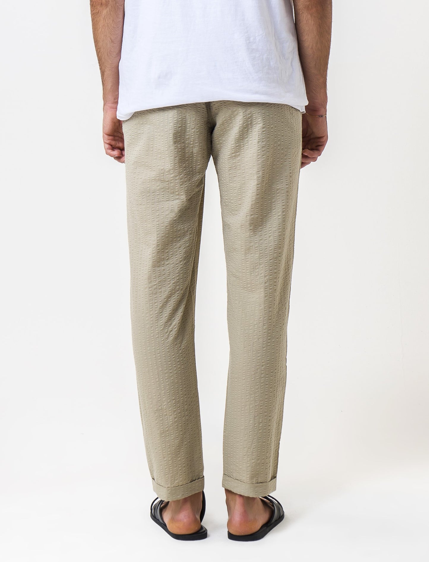 Pantaloni jogger in seersucker - Beige