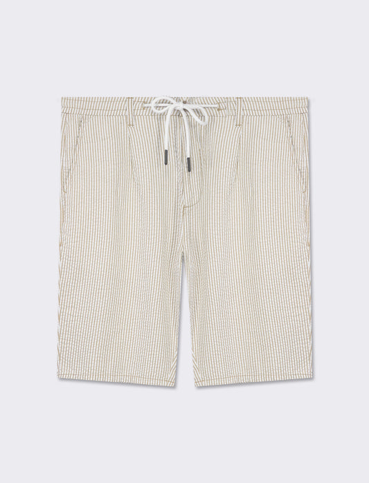 Bermuda chino seer sucker a righe - Beige