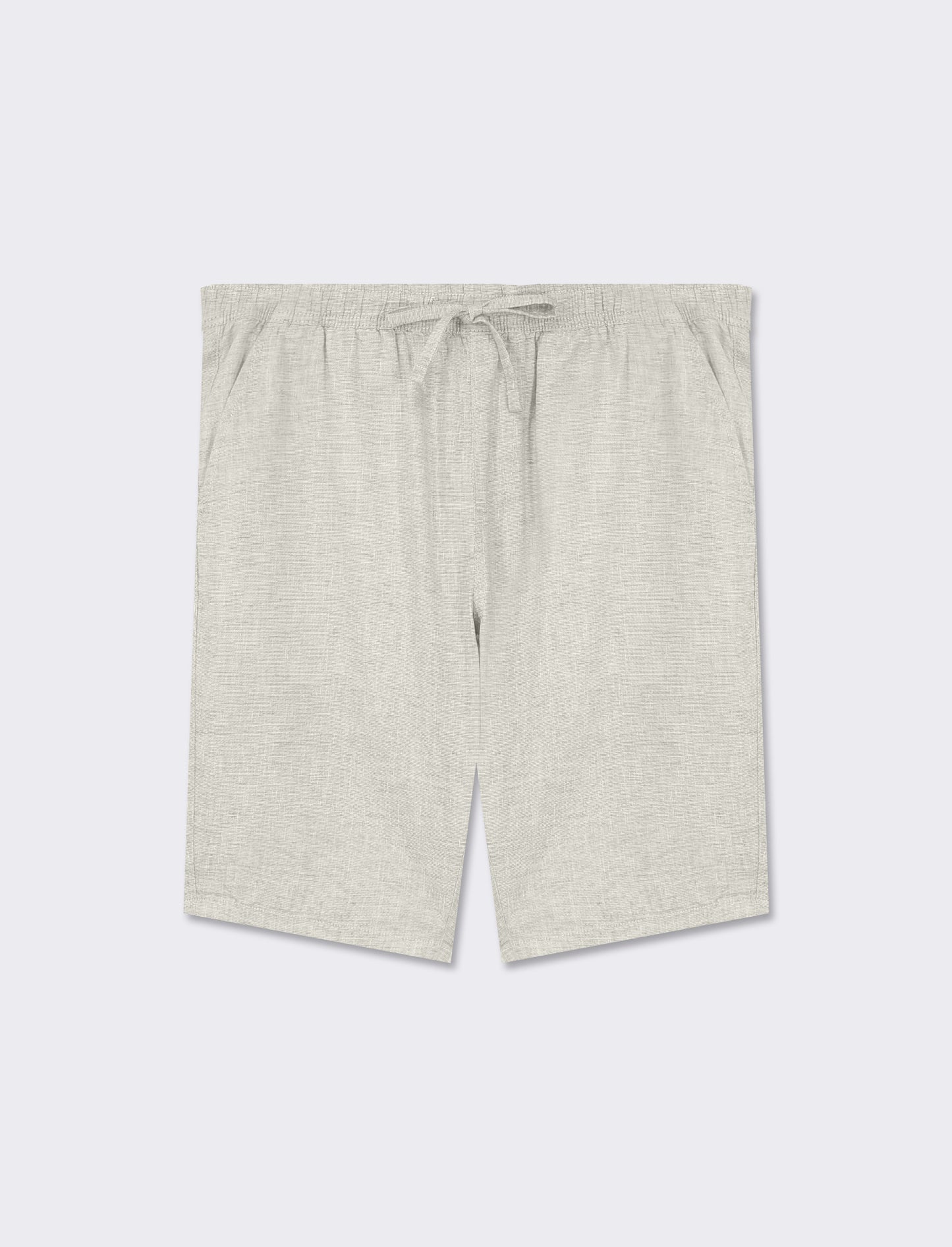 Adjustable Waist Linen Blend Bermuda Shorts with Structured Fabric - Grey