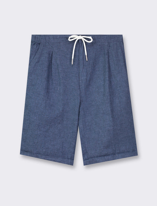 Bermuda chino jogger linen blend - Denim