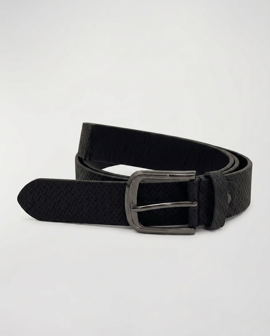 Woven Men's Belt with Curved Profile - Black