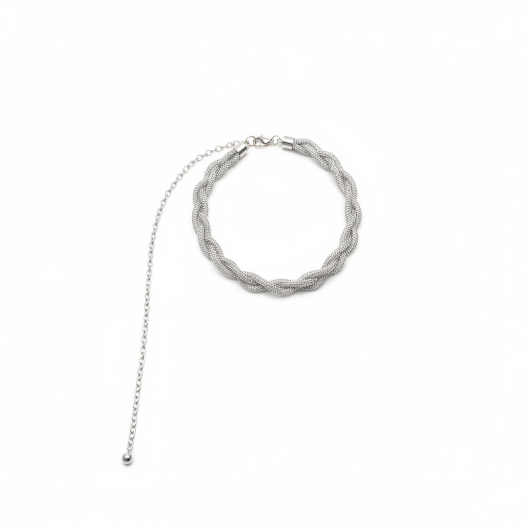 Cintura tubolare intrecciata con strass - Argento