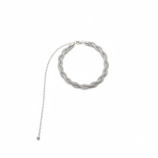 Cintura tubolare intrecciata con strass - Argento