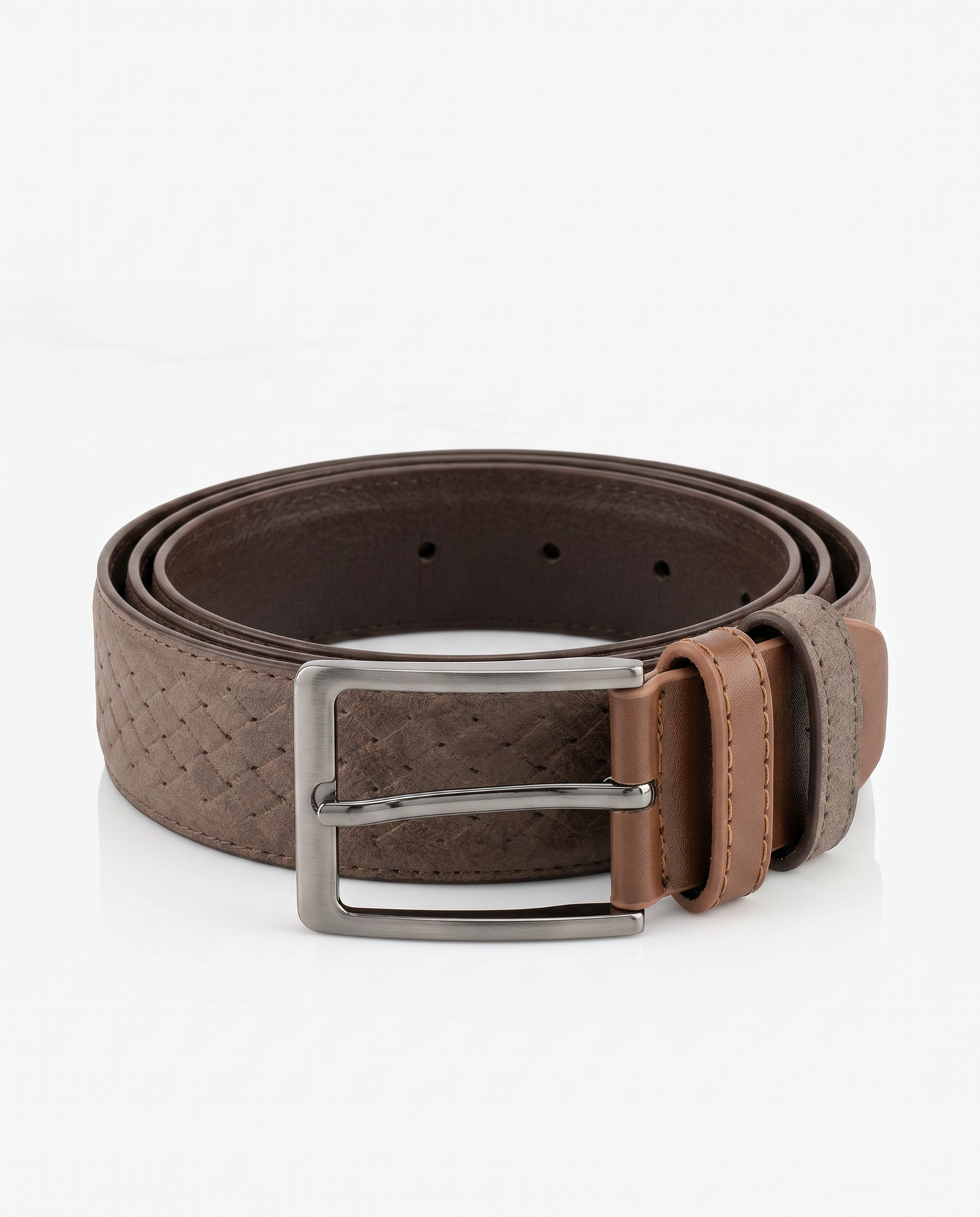 Cintura uomo suede intrecciata fusto - Grigio fango