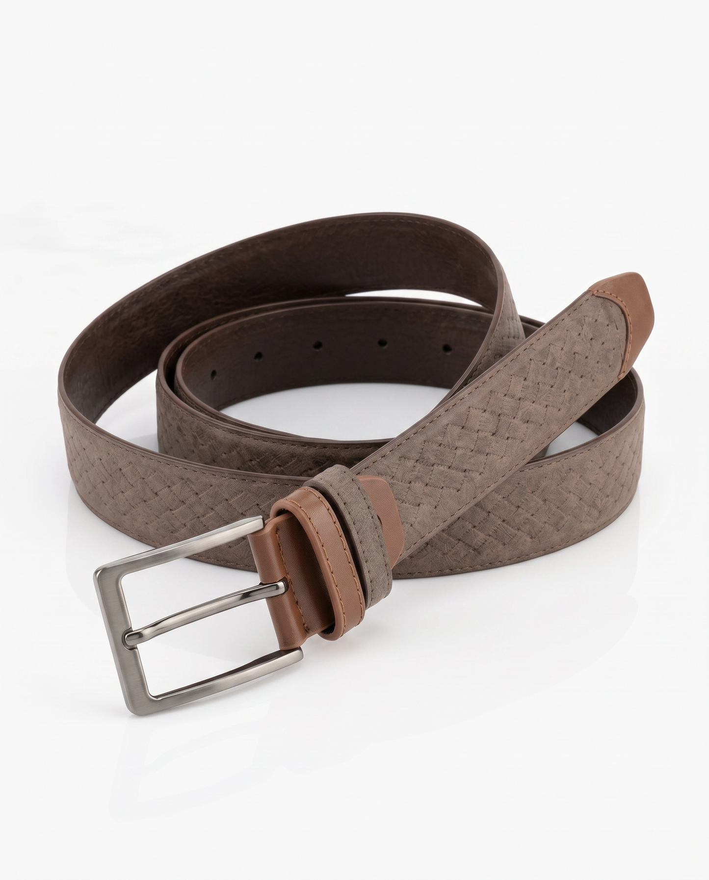 Cintura uomo suede intrecciata fusto - Grigio fango