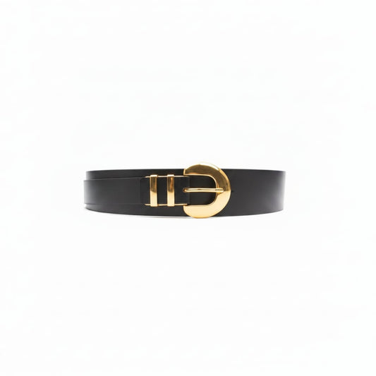 Oval waist belt with 2 metal loops - Gold