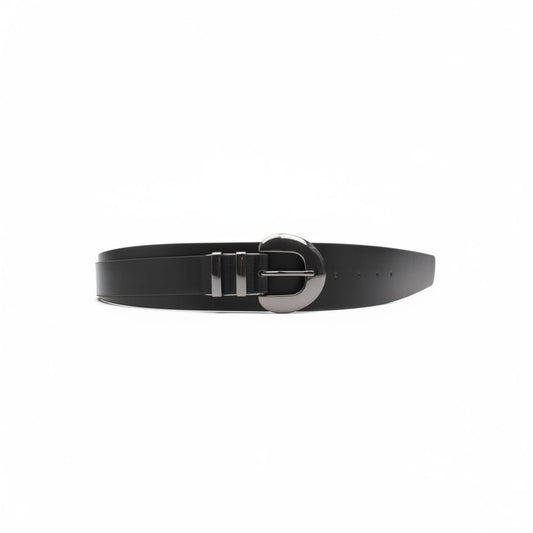 Oval waist belt with 2 metal loops - Grey