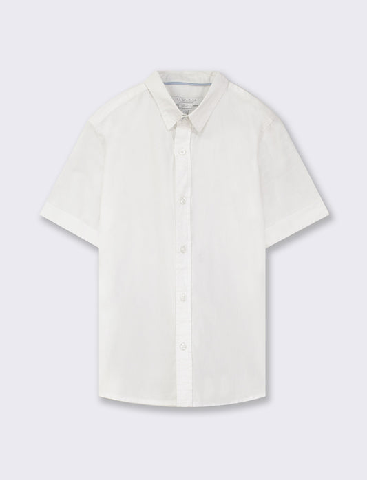 Cotton Half Sleeve Solid Color Shirt - Multiple Colors Available - White