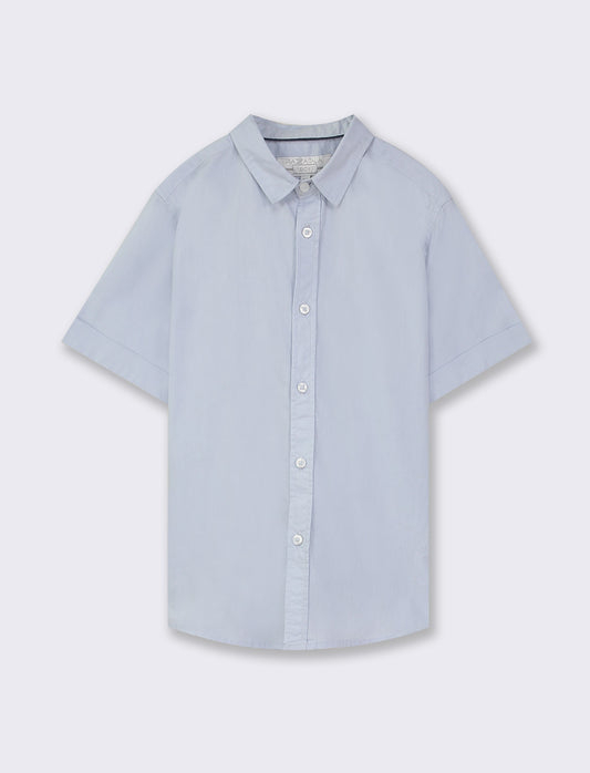 Camicia mezza manica in cotone - Azzurro