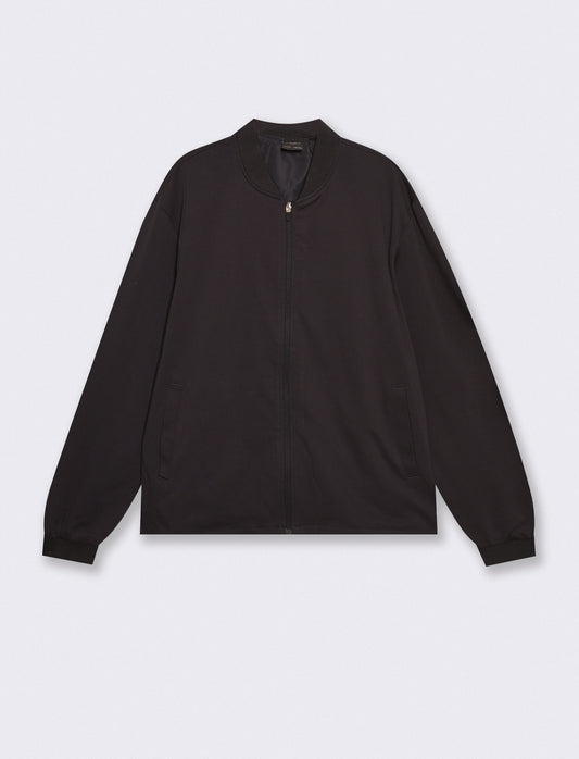 Felpa Lupetto Cardigan Uomo in Tessuto Diagonale - Blu