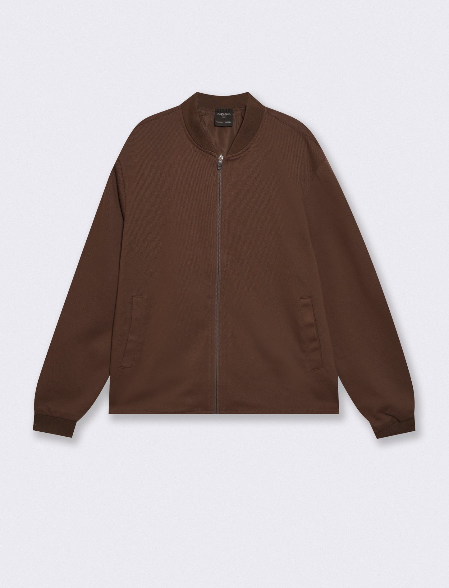 Felpa Lupetto Cardigan Uomo in Tessuto Diagonale - Moro
