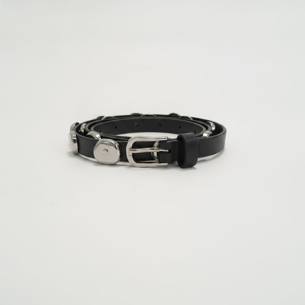 Cintura suede con borchie martellate - Nero