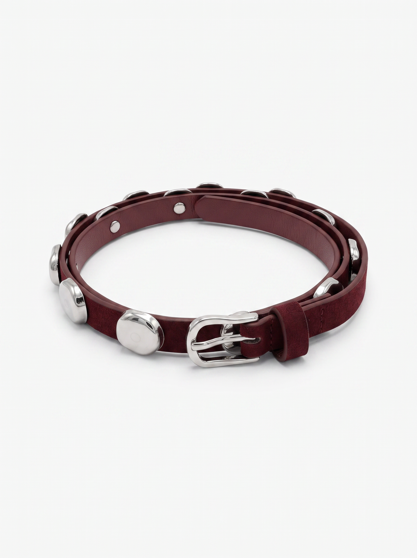 Suede belt with hammered studs - Red