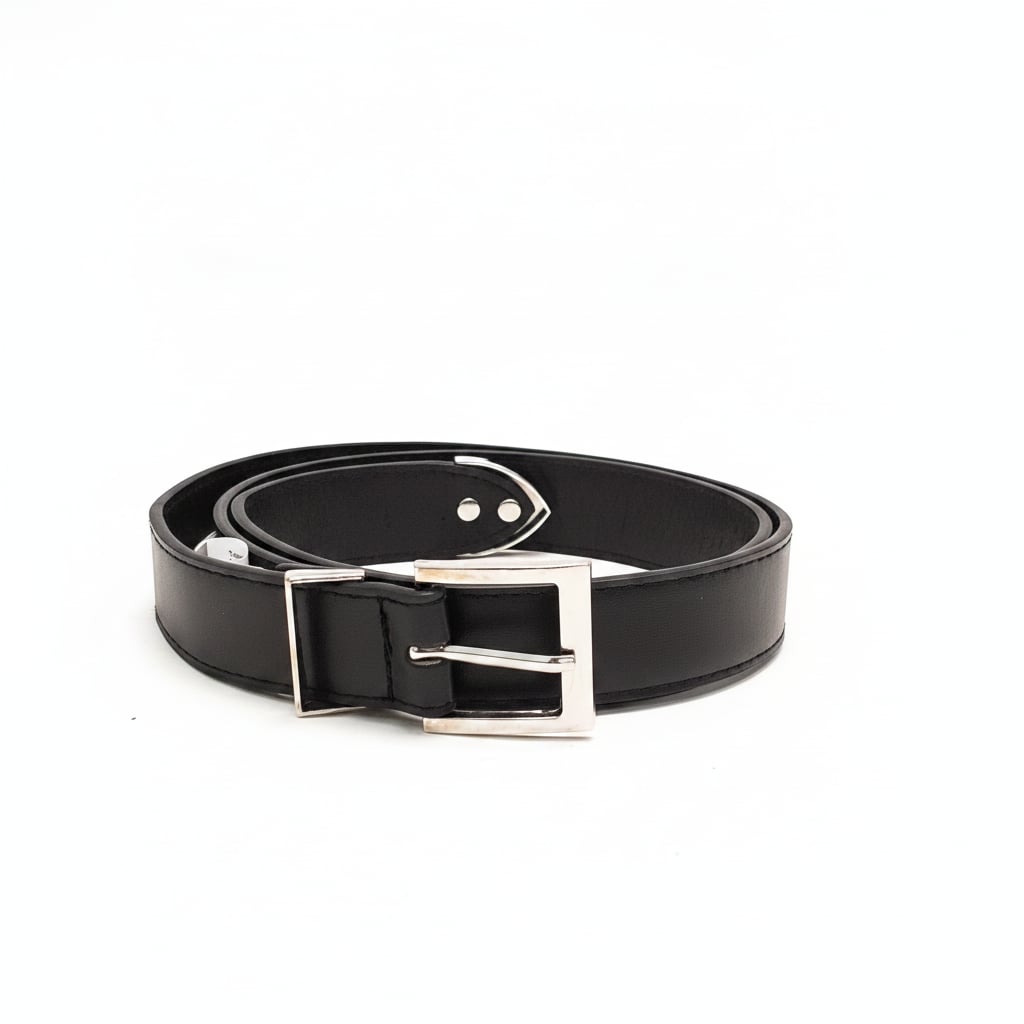 Cintura uomo effetto pelle con metallo - Nero