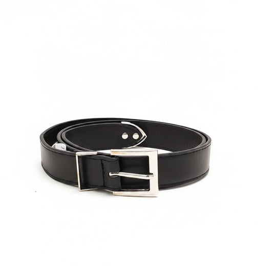 Cintura uomo effetto pelle con metallo - Nero