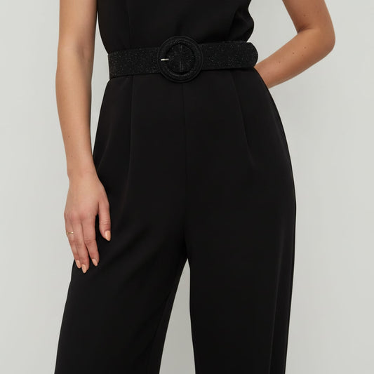 Cintura con strass morbida 7 cm - Nero