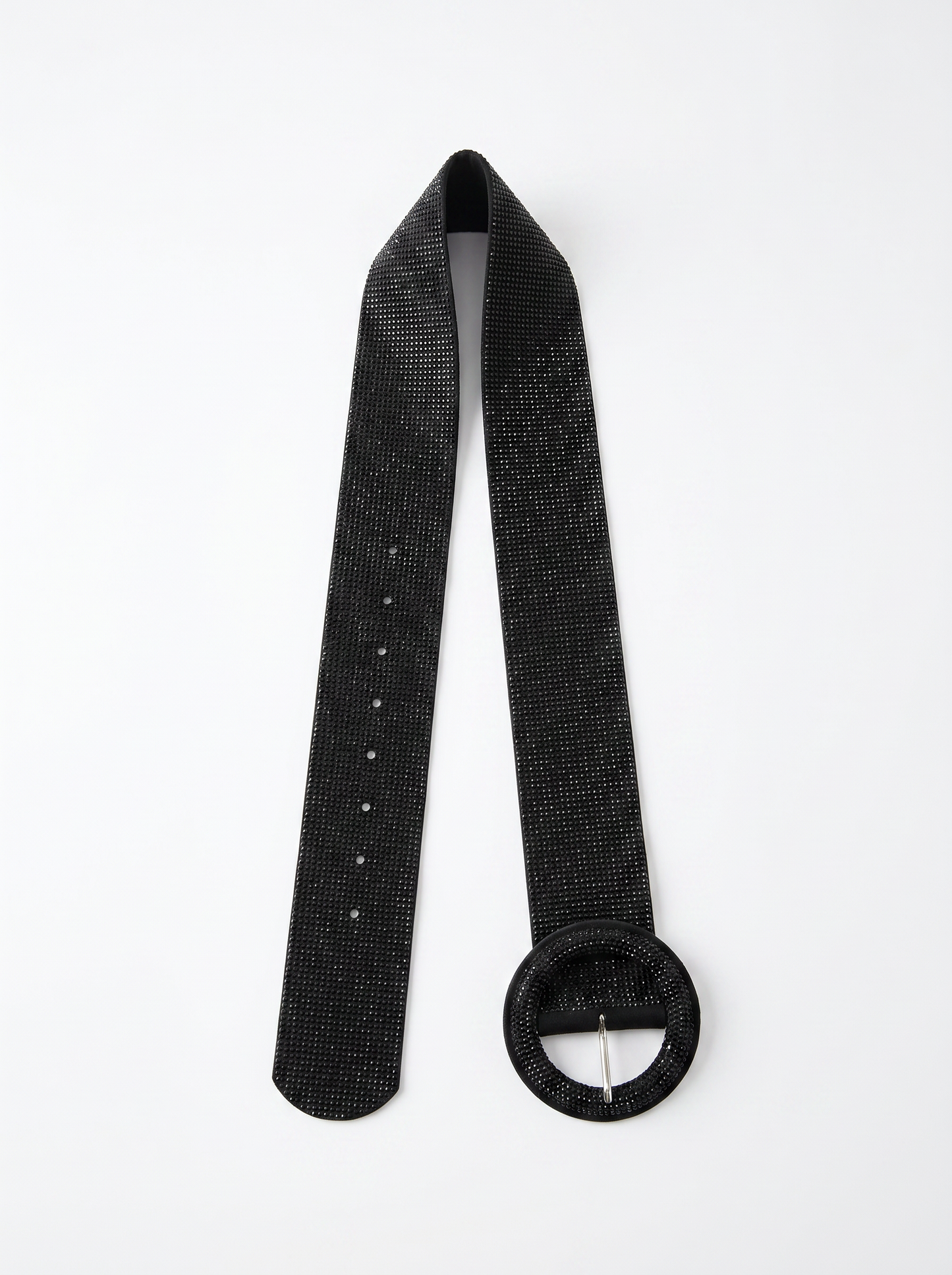 Cintura con strass morbida 7 cm - Nero