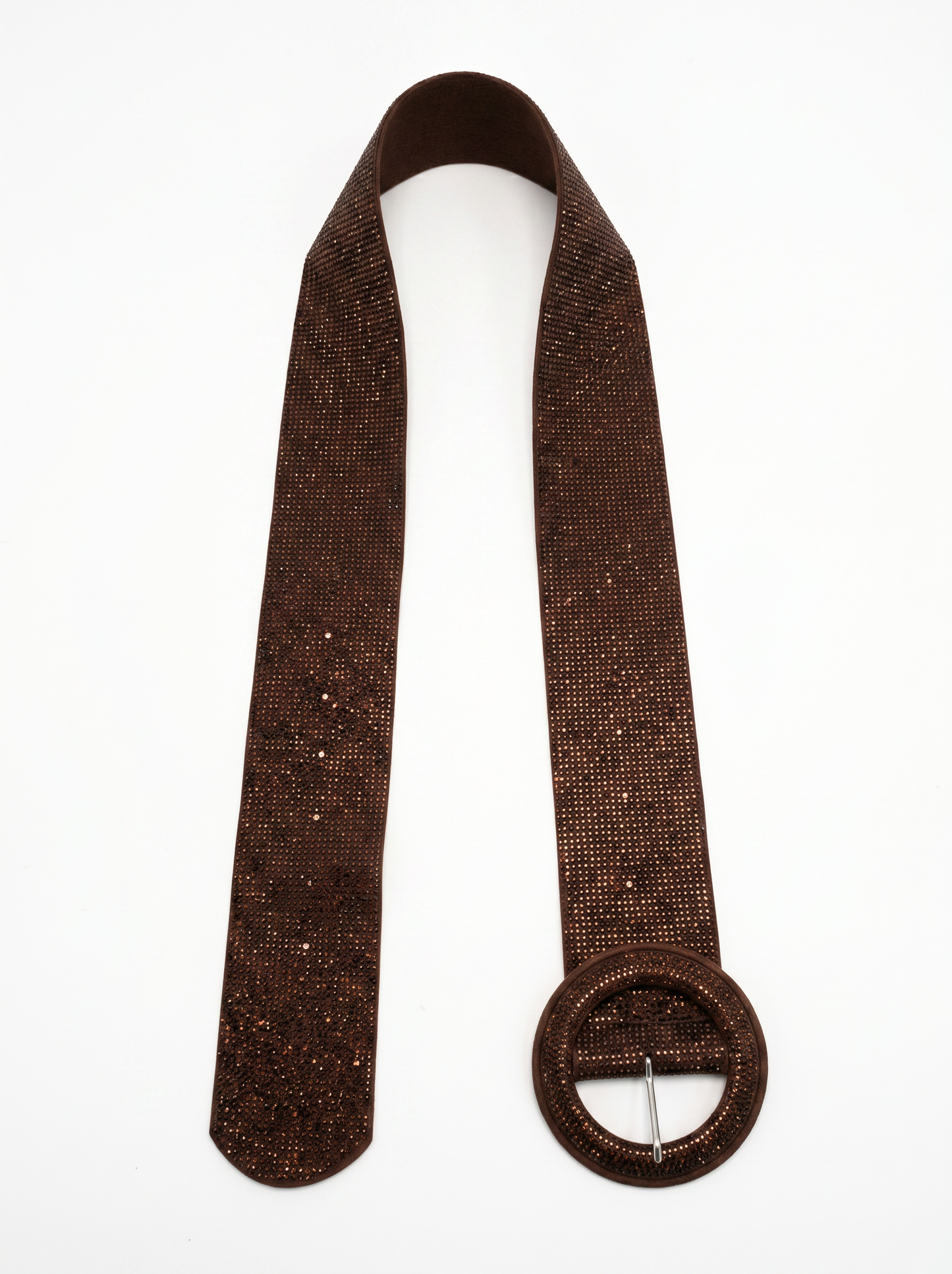 Cintura con strass morbida 7 cm - Marrone