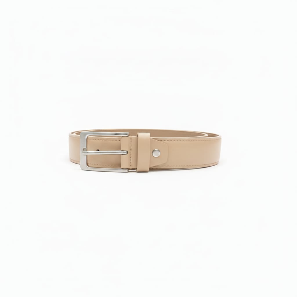 Elegant and versatile basic men's belt - Beige