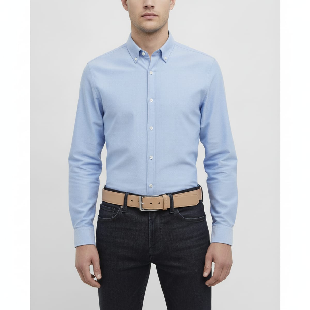 Elegant and versatile basic men's belt - Beige