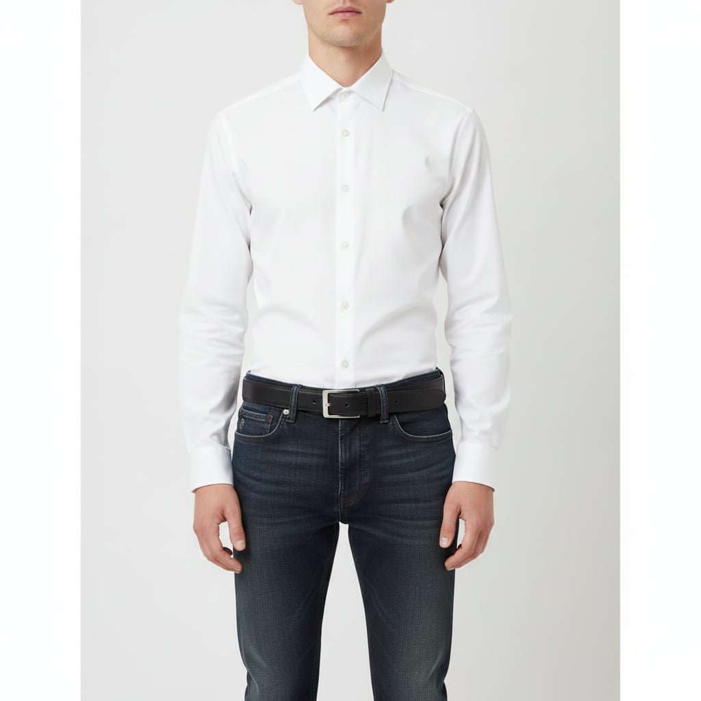 Elegant and versatile basic men's belt - Black