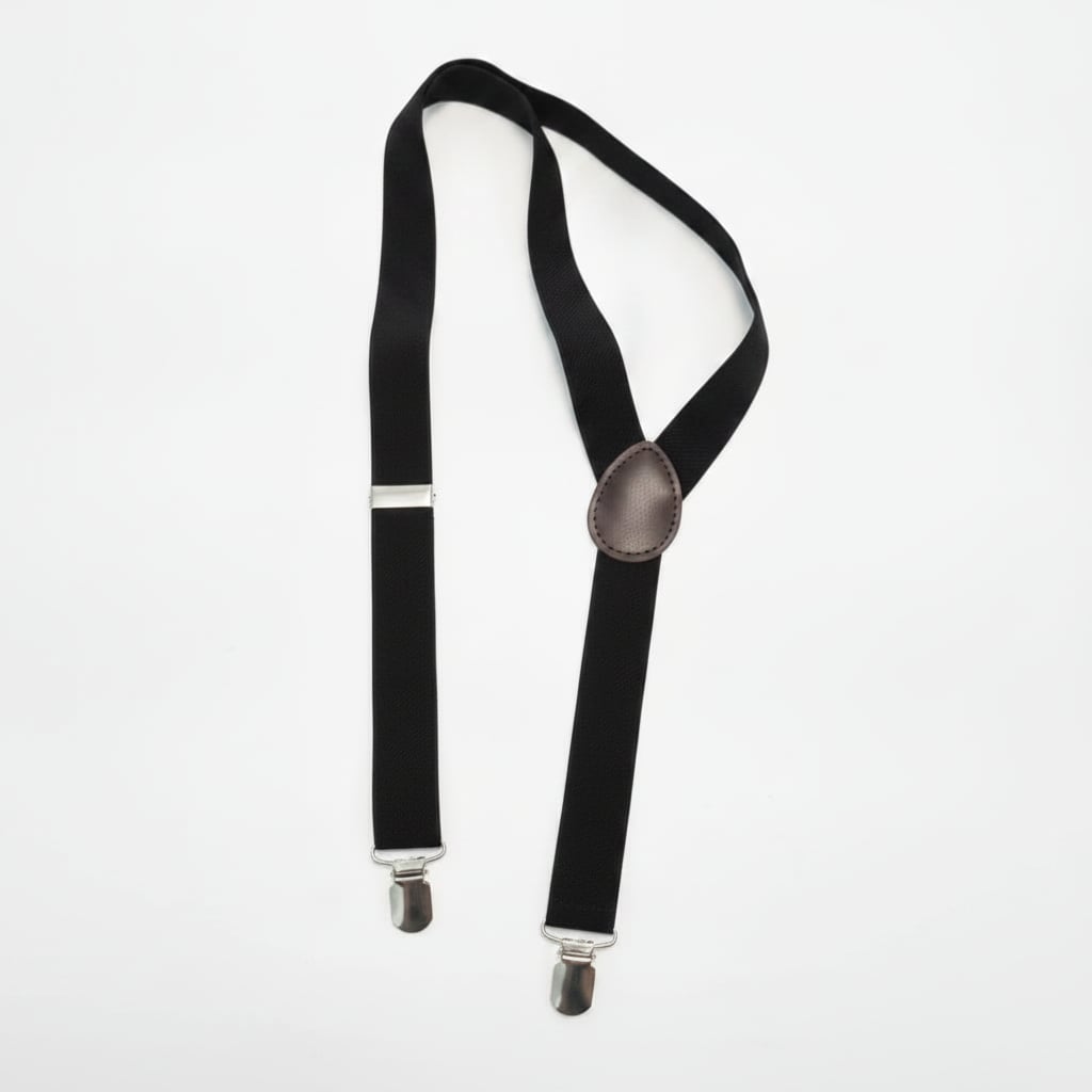 Elegant solid color men's suspenders - Black