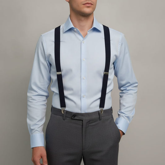 Bretelle uomo tinta unita eleganti - Blu