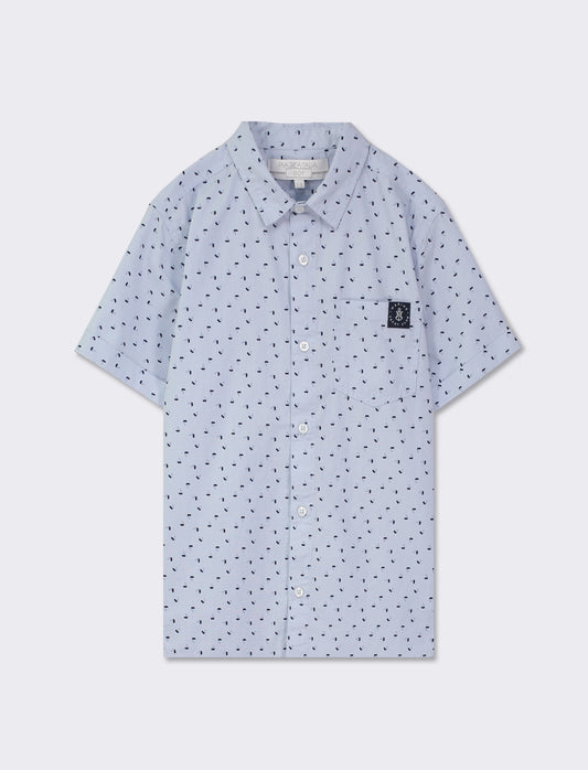 Cotton Half Sleeve Printed Shirt in Multiple Colors - Sky blue