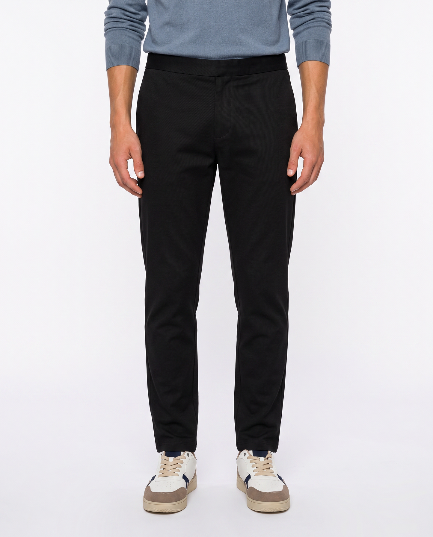 Pantaloni Chino Uomo in Tessuto Diagonale - Blu
