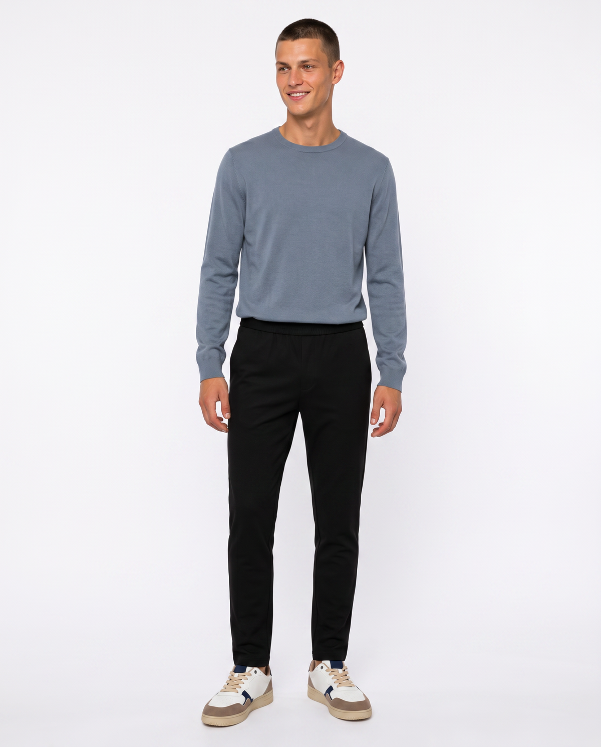 Pantaloni Chino Uomo in Tessuto Diagonale - Blu